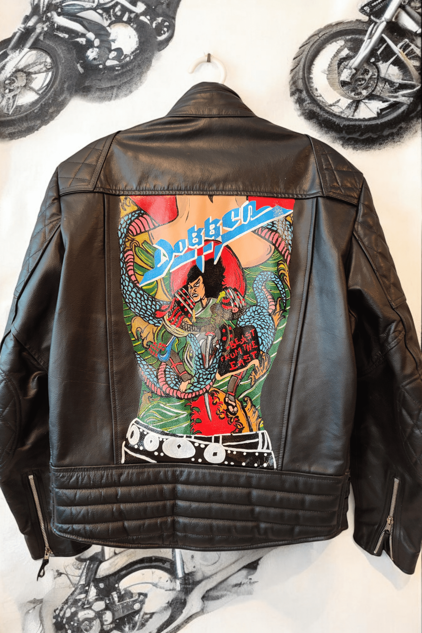Dokken cazadora de piel pintada a mano byMIRENE